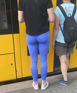 tight blue yoga pants(OC)