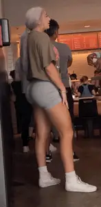 Gray spandex super bubble booty at the burrito spot