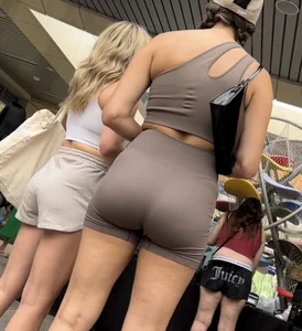 Tall brunette in brown shorts showing off her nice legs and booty (OC)