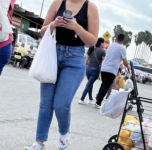 Great ass tight jeans at flea market. OC