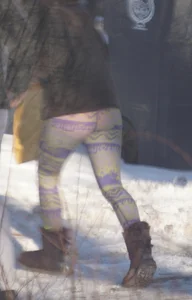 Hot teen neighbor again in tight see thru leggings with pink panties