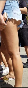 Hot Legs and Ass in Denim Mini Shorts Street Closeup Photo