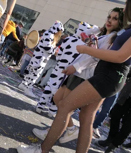 Carnival girls wearing pantyhose, spandex shorts, stockings, skirts and other outfits