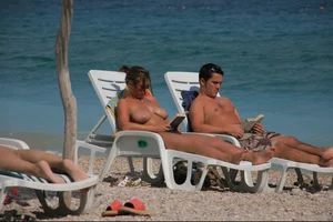 Nude beach girls in Baska, Croatia