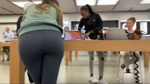 Incredible teen in grey leggings