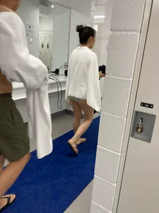 Asian Milf in Slippers Wrapped in a Towel, Locker Room Creepshots