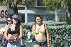 Sexy Florida beach bikini girls, some topless