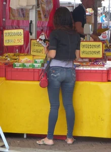 Street candid booties in jeans