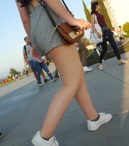 Slightly thick brunette at an observatory in short shorts with a nice booty