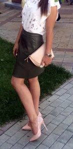 Hot non-candid student with awesome legs on high heels