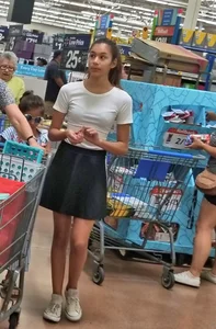 Skinny teen at the supermarket photos