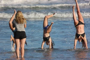 Mix of candid girls at the beach and in bikinis
