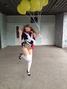 Girl in School Uniform and Knee Socks Jumping Upskirt Pic