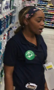 Ebony Walmart employee in tight jeans with a big booty