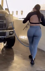 Latina Bubble Ass Washing Her Car