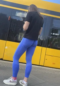 tight blue yoga pants(OC)