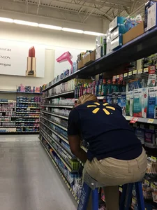 Ebony Walmart employee in tight jeans with a big booty