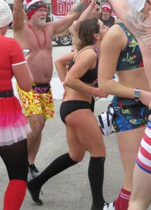 Sexy brunette in her panties for a panty run