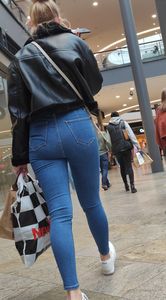 Hot ass teen blonde in tight jeans