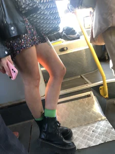 Beautiful Candid Girl With Tattooed (And Slightly Hairy) Legs in Boots and a Dress Public Bus Creepshots Gallery