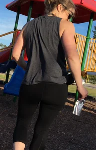 Milf in see through leggings at the playground with vtl