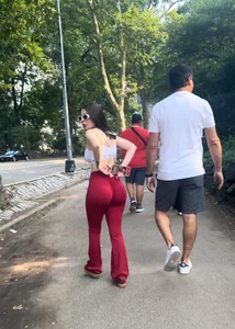 Fat A$$ Latina in red leggings with bf