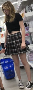 Pale Blonde in a skirt