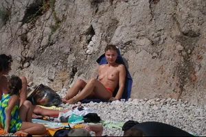 Nude beach girls in Krk, Croatia