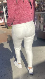 See-through white pants with amazing VPL