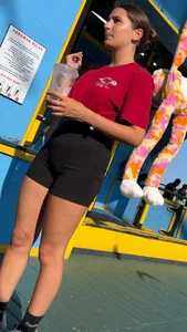 Slim college brunette working at a fair (oc)
