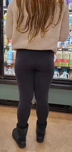 Ebony girl black leggings tight ass