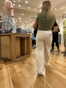 Blonde in white pants squatting and cleaning (oc)