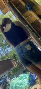Teen wearing denim shorts, great ass