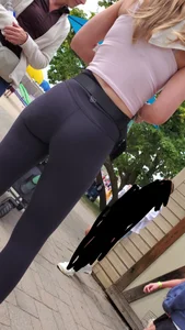 Hot tall blonde in leggings