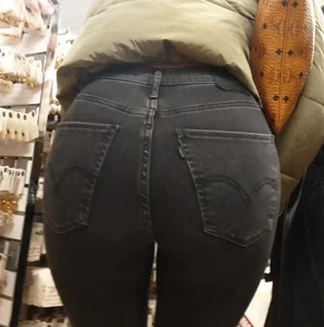 Hot girl with a worked out ass in tight grey jeans