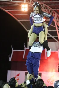 Bunch of athletic Thai cheerleaders at a competition