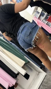 Sexy thick ass cheeks showing In short high jeans at Target