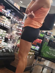 Cutie with Black Spandex Shorts