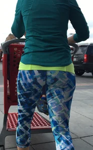 Target milf sexy in patterned leggings while shopping