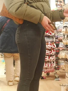 Hot girl with a worked out ass in tight grey jeans