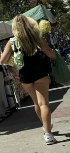 Blonde college girl showing ass sexy shorts