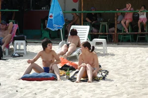 Verna topless beach girls out in the sun