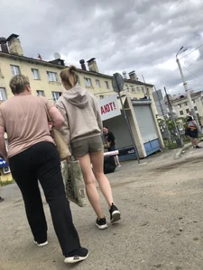 Young Girl With Hot Legs Passing By Adjusting Her Shorts Street Creepshots Series