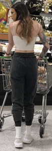 Tatted Fit slim brunette beauty at the market