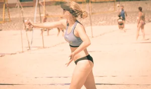 Beach volleyball babes in bikinis