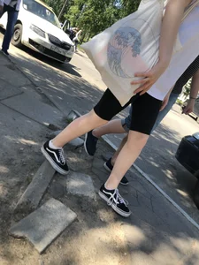Cute skinny canidd teen in short leggings