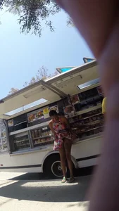 Girl with no panties on has the wind blow her skirt up to show