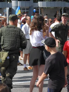 Girl in a Skirt with Hot Skinny Legs Street Candids