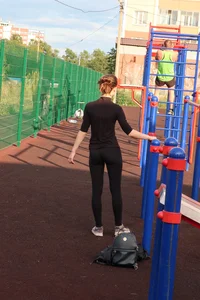 Skinny Girl in Tights Working Out