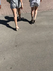 Two hot girlfriends street creepshots, awesome legs